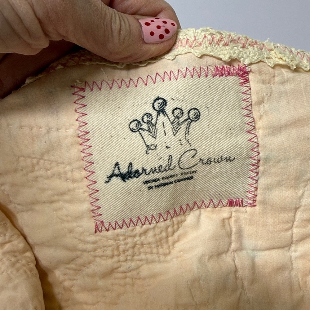 Adorned Crown Jewelry Double wedding ring quilt vintage Air Force button coat