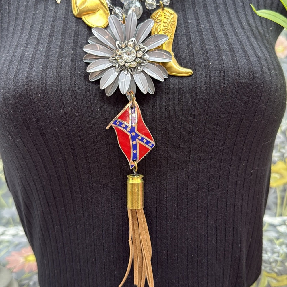 Adorned Crown Jewelry assemblage Daisy Duke Born Country two strand necklace