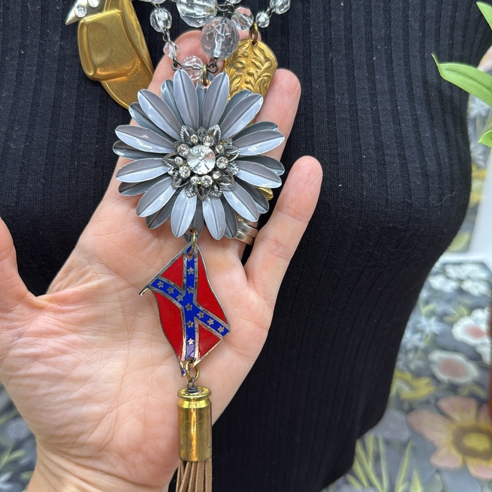 Adorned Crown Jewelry assemblage Daisy Duke Born Country two strand necklace