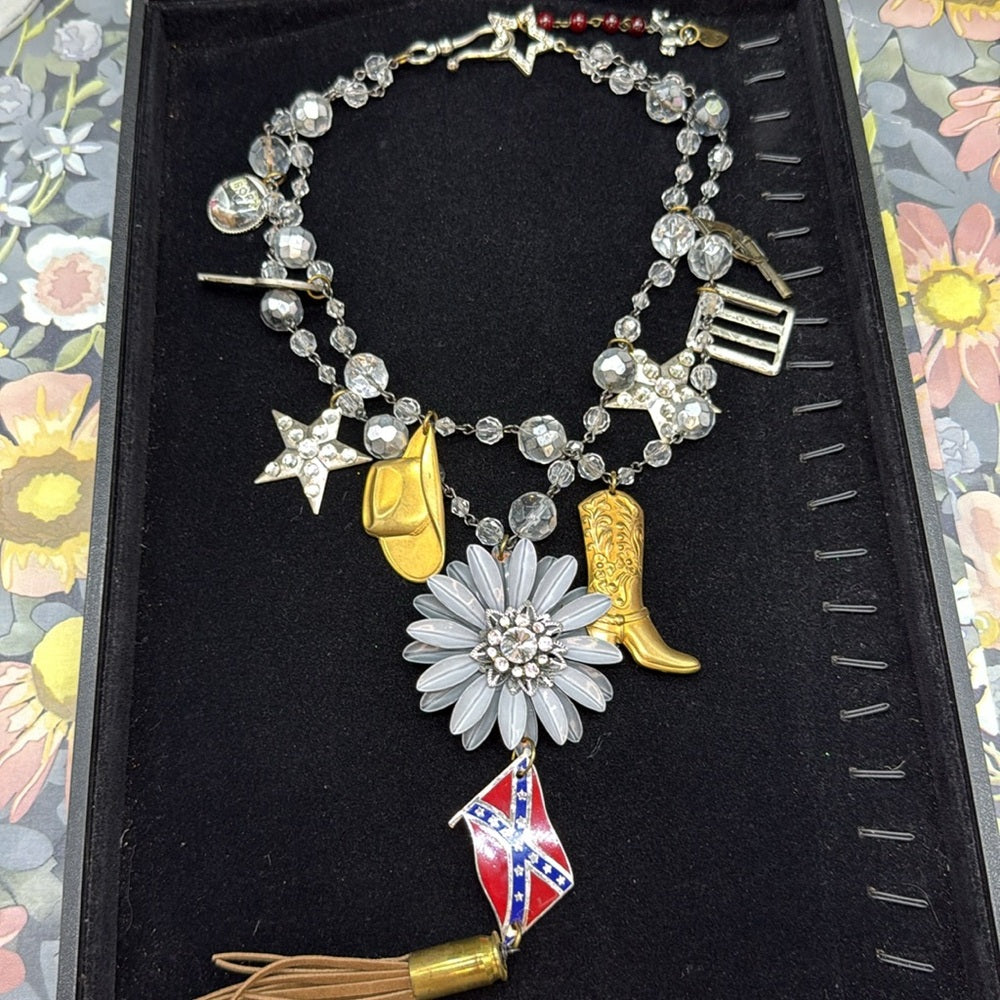 Adorned Crown Jewelry assemblage Daisy Duke Born Country two strand necklace