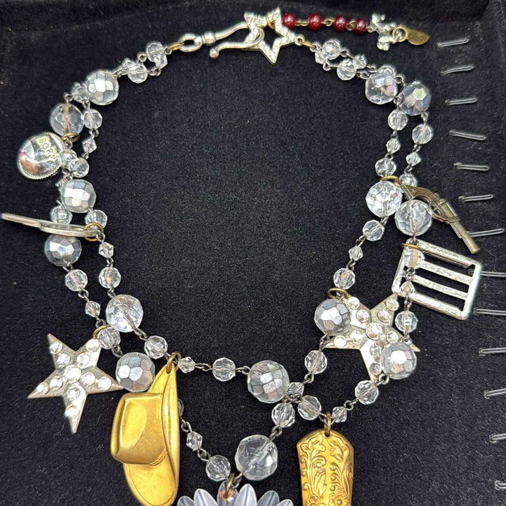 Adorned Crown Jewelry assemblage Daisy Duke Born Country two strand necklace