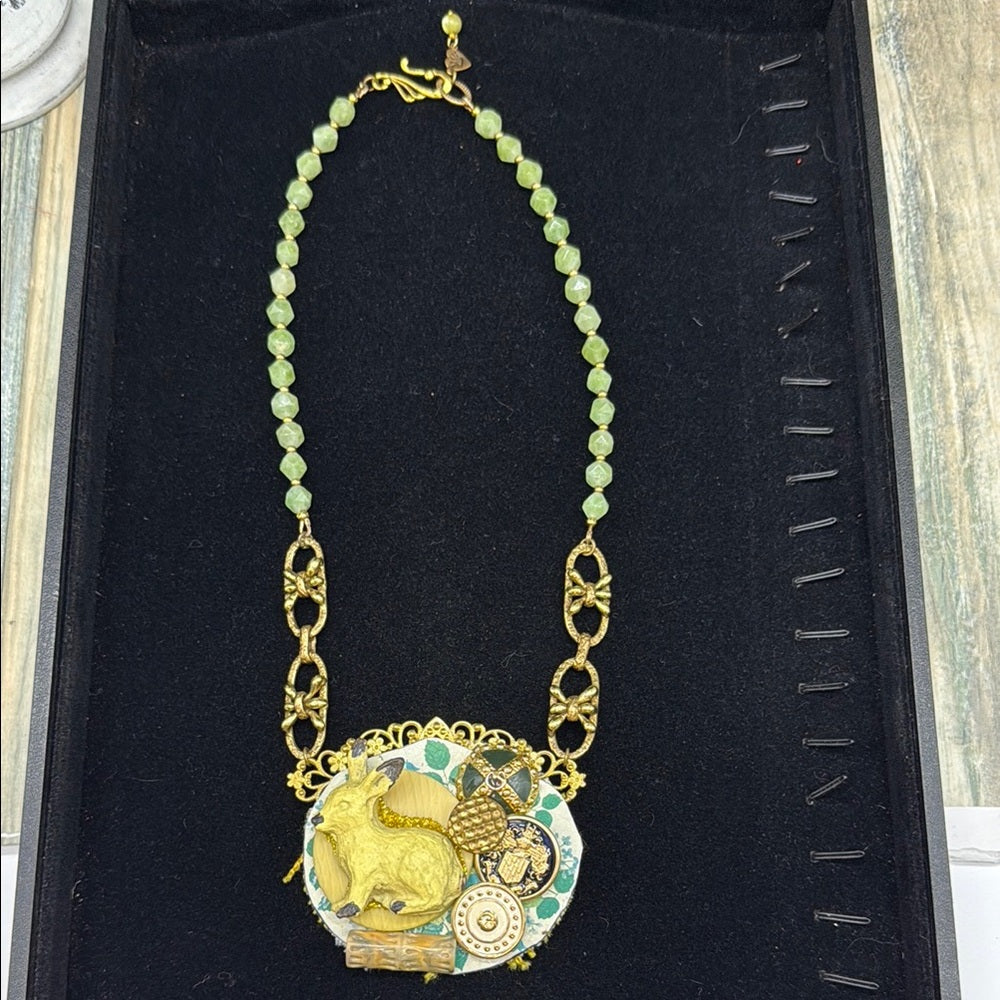Adorned Crown Jewelry assemblage spring rabbit garden cluster necklace