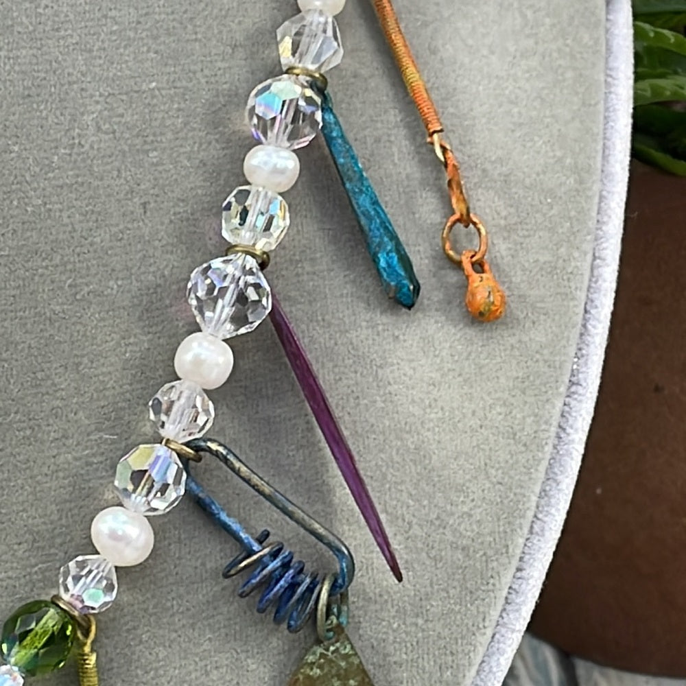 Adorned Crown Artisan Assemblage home ceramic pearl crystal charm necklace