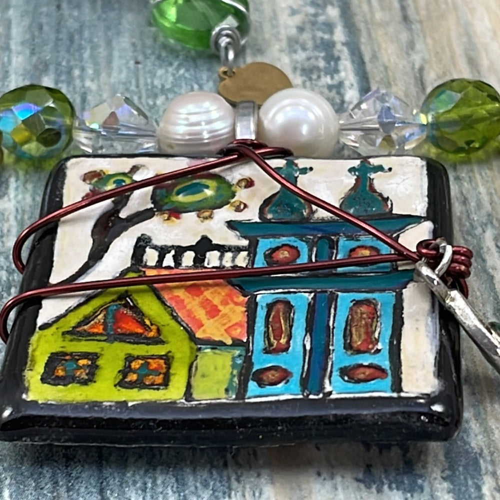 Adorned Crown Artisan Assemblage home ceramic pearl crystal charm necklace