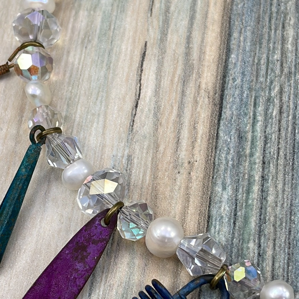 Adorned Crown Artisan Assemblage home ceramic pearl crystal charm necklace