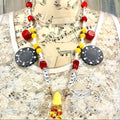 Adorned Crown artisan assemblage Lady Luck vintage game pieces necklace