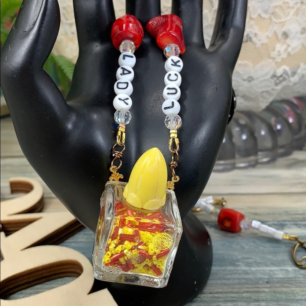 Adorned Crown artisan assemblage Lady Luck vintage game pieces necklace
