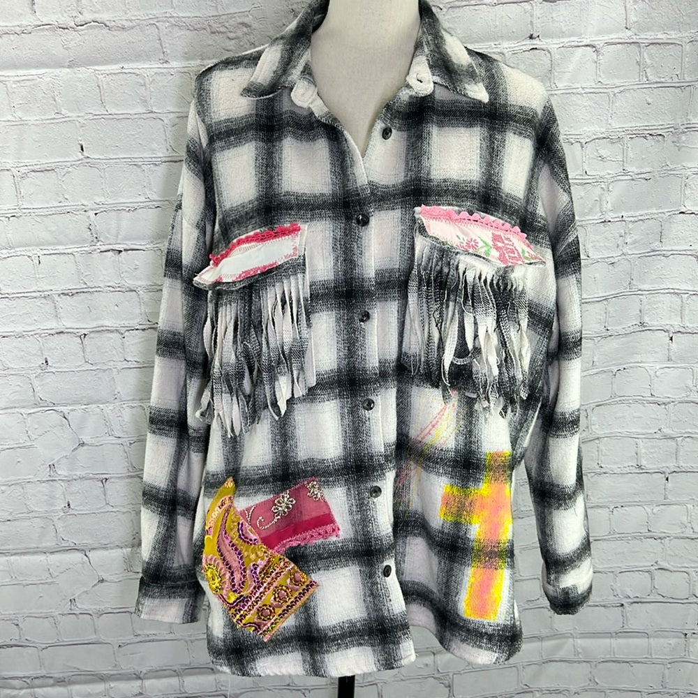 Adorned Crown Textiles Assemblage Road Trips Flannel size medium NWT