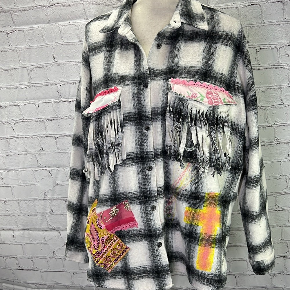 Adorned Crown Textiles Assemblage Road Trips Flannel size medium NWT