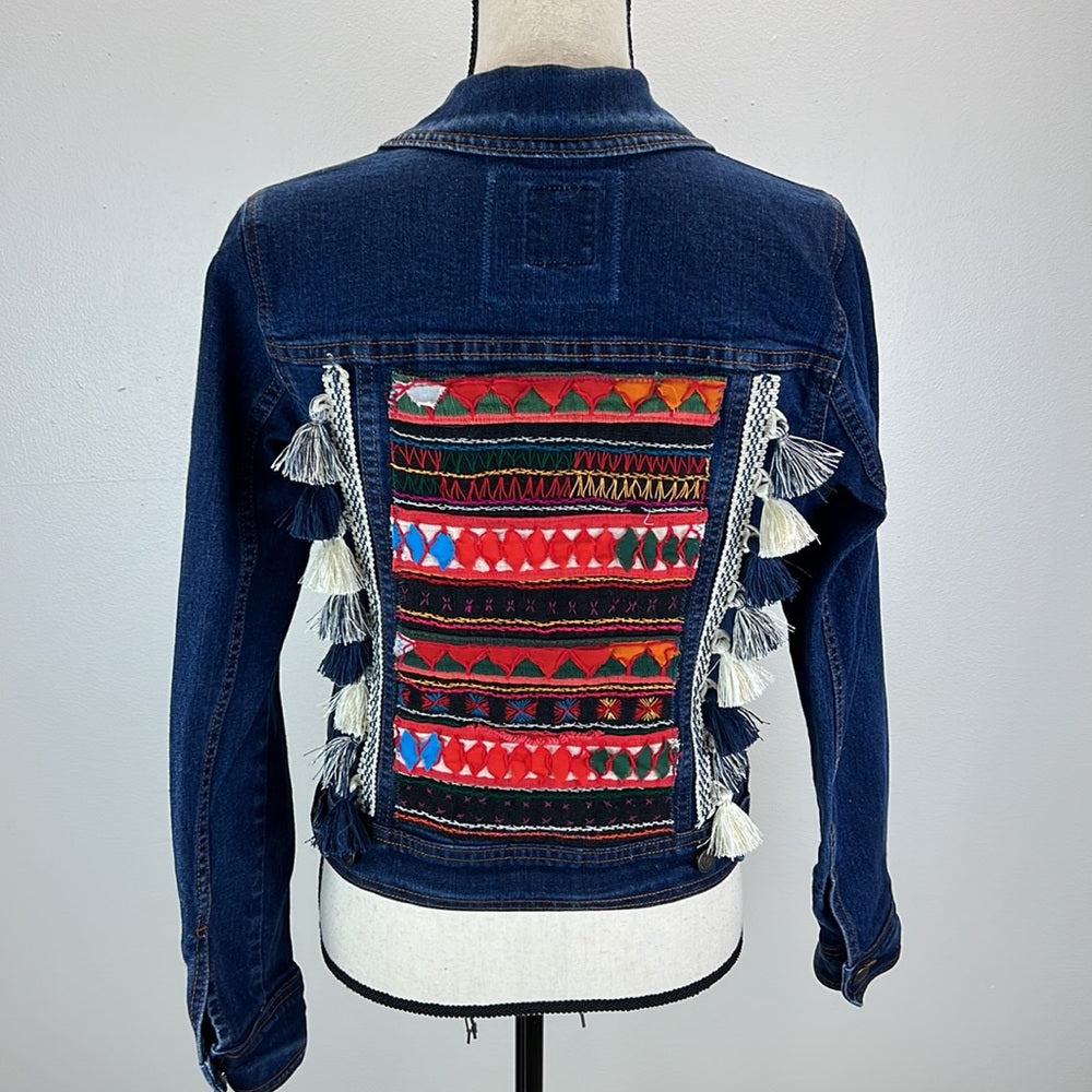 Adorned Crown Textile custom altered denim jacket Ibiza dreams size medium