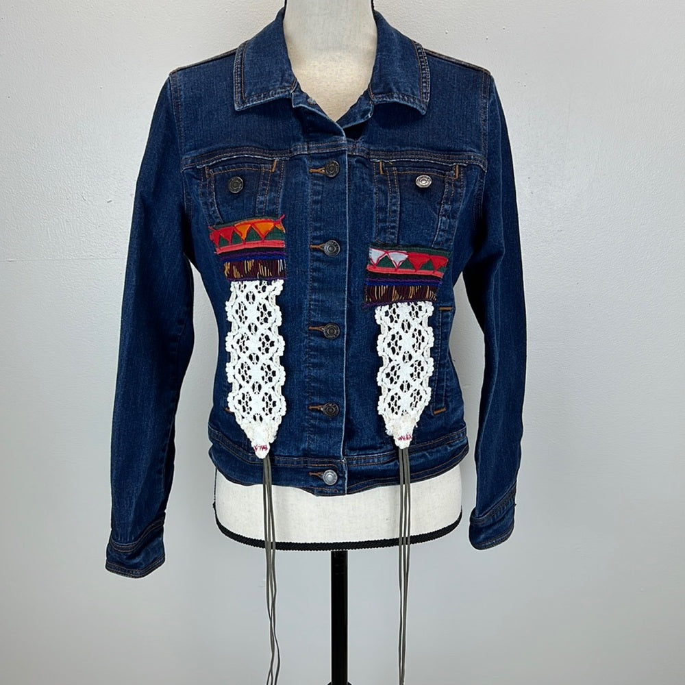 Adorned Crown Textile custom altered denim jacket Ibiza dreams size medium