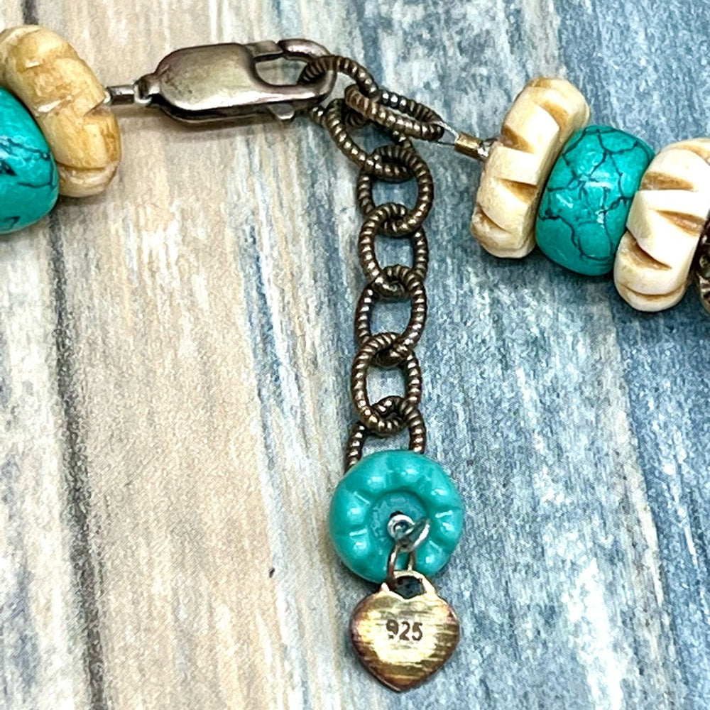 Adorned Crown Jewelry assemblage turquoises amethyst cross bone necklace