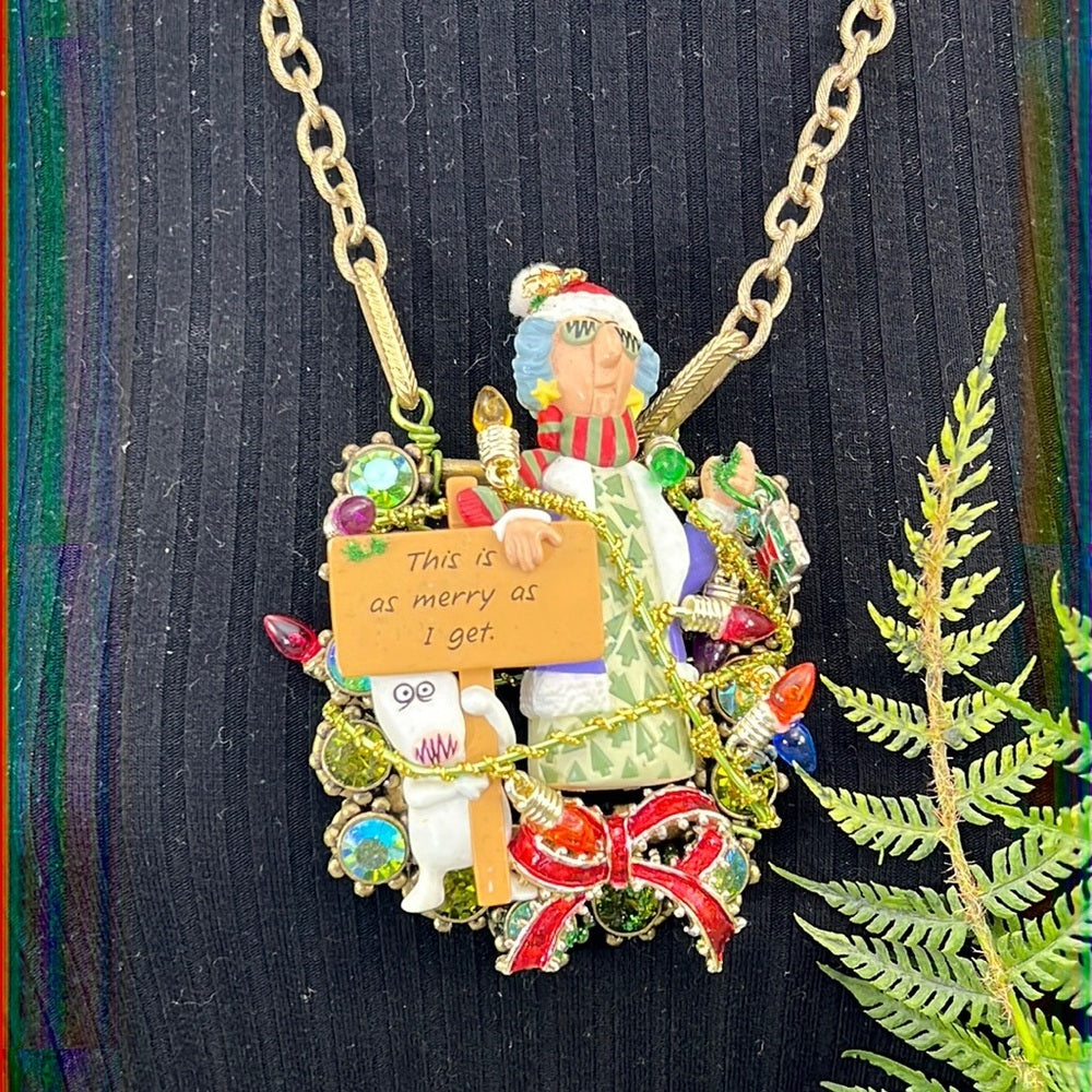 Adorned Crown Artisan Assemblage Merry Maxine Christmas statements necklace