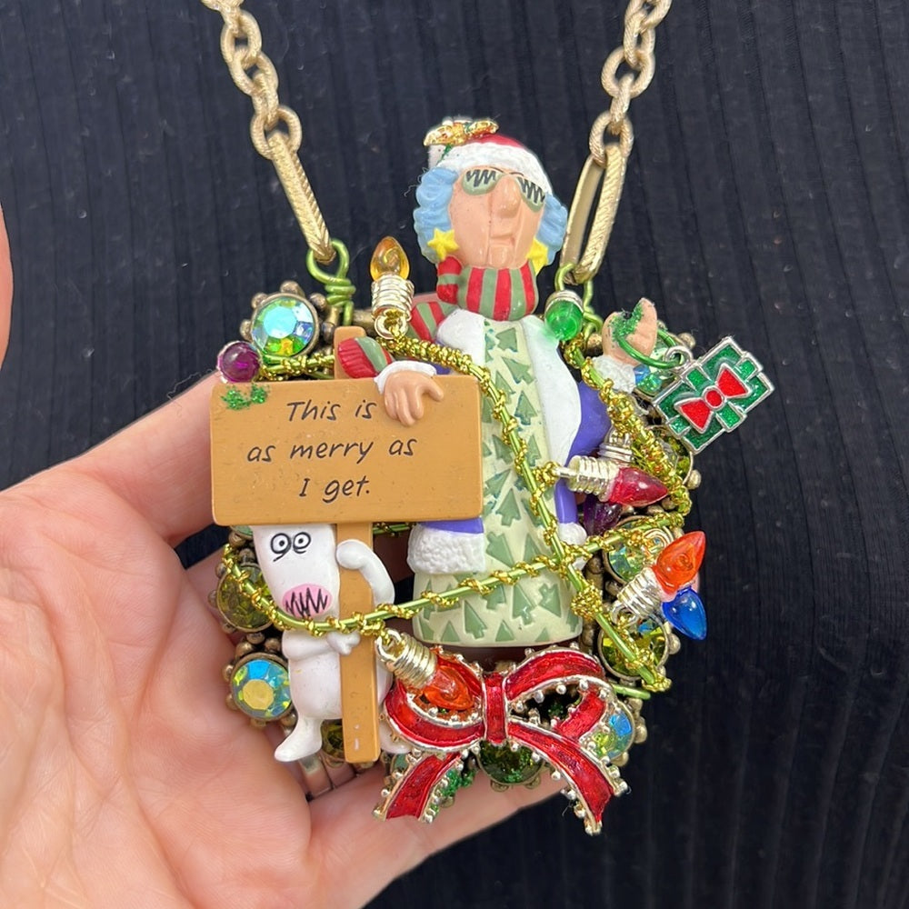 Adorned Crown Artisan Assemblage Merry Maxine Christmas statements necklace