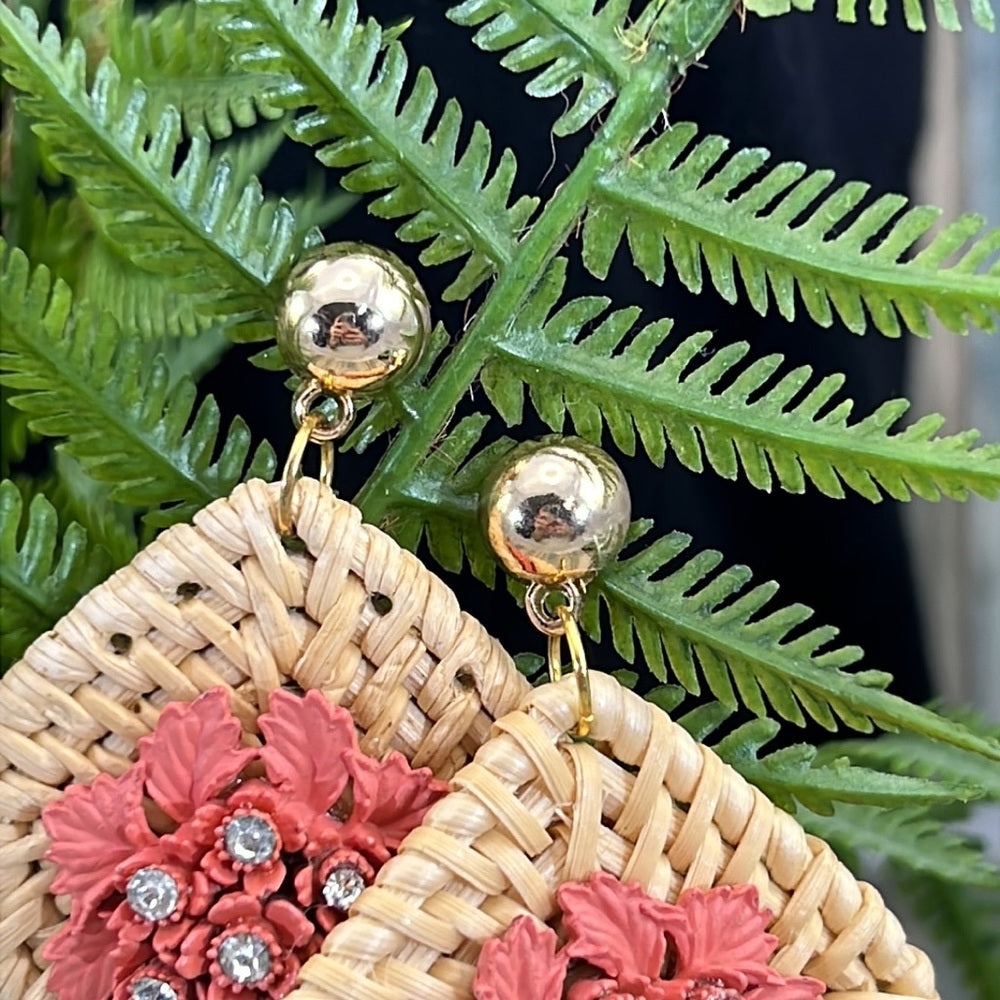 Adorned Crown Jewelry shoulder duster woven floral cha cha earrings