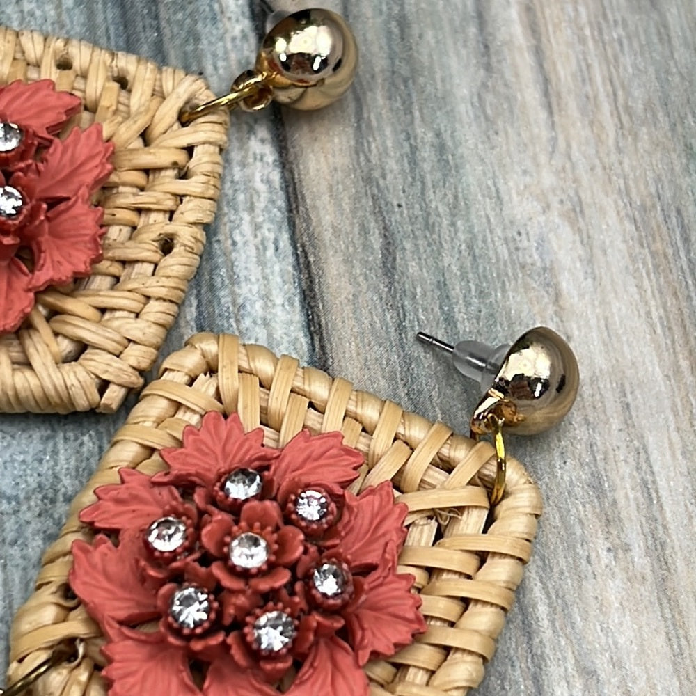 Adorned Crown Jewelry shoulder duster woven floral cha cha earrings