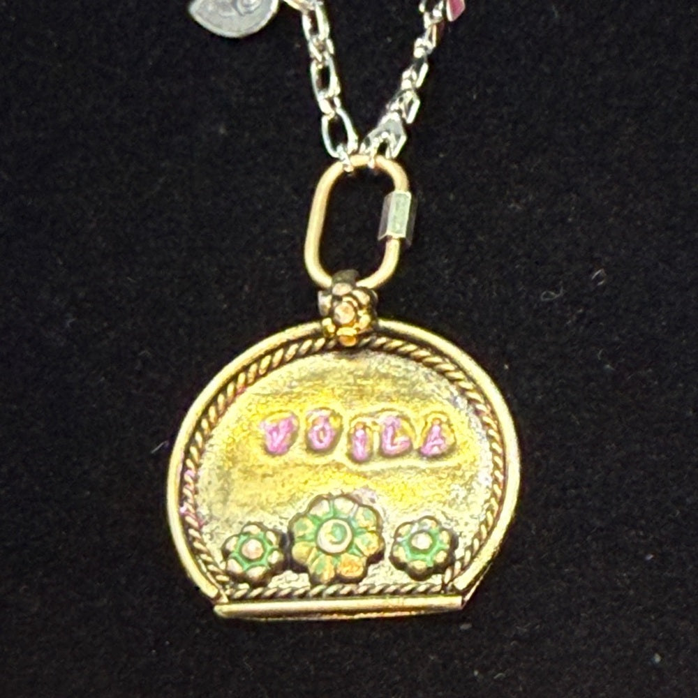 Adorned Crown Jewelry assemblage stamped asymmetrical chain voila necklace