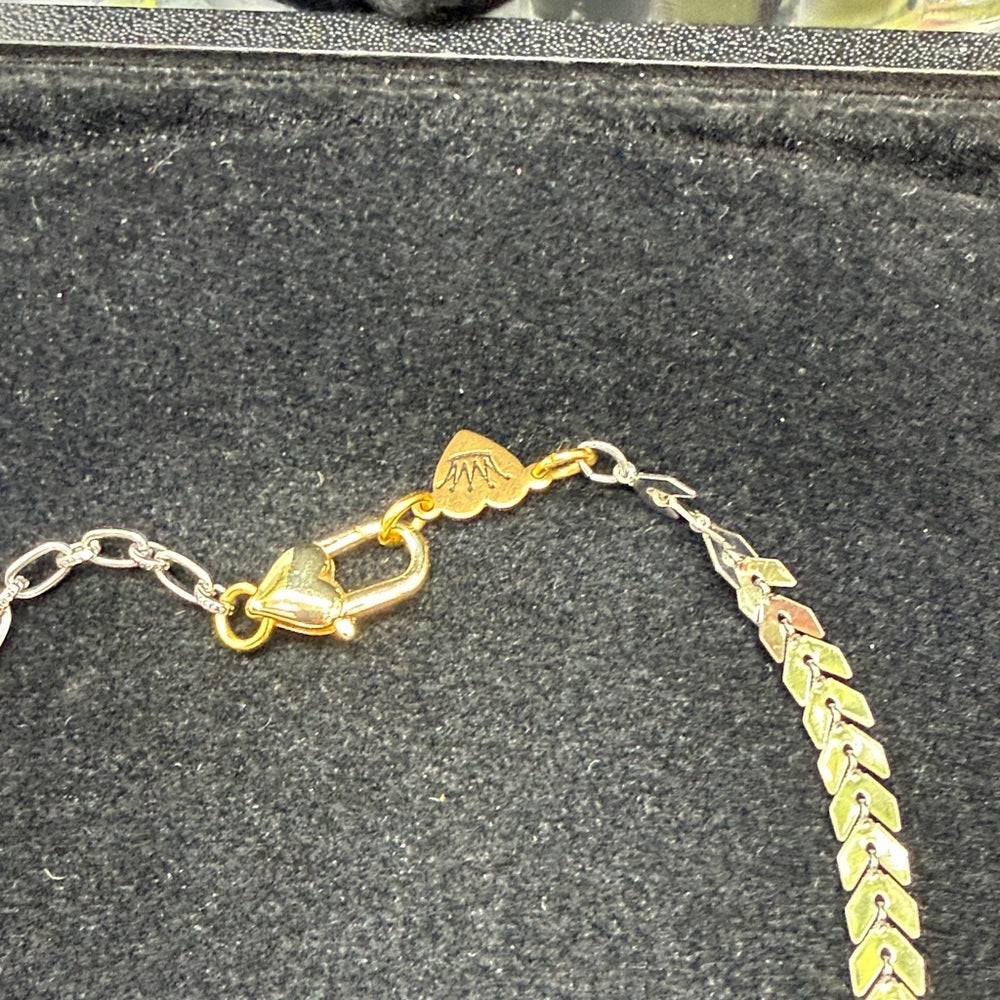 Adorned Crown Jewelry assemblage stamped asymmetrical chain voila necklace