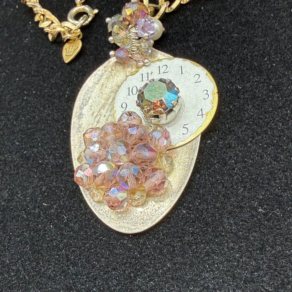 Adorned Crown Jewelry assemblage spoon watch purple cluster necklace