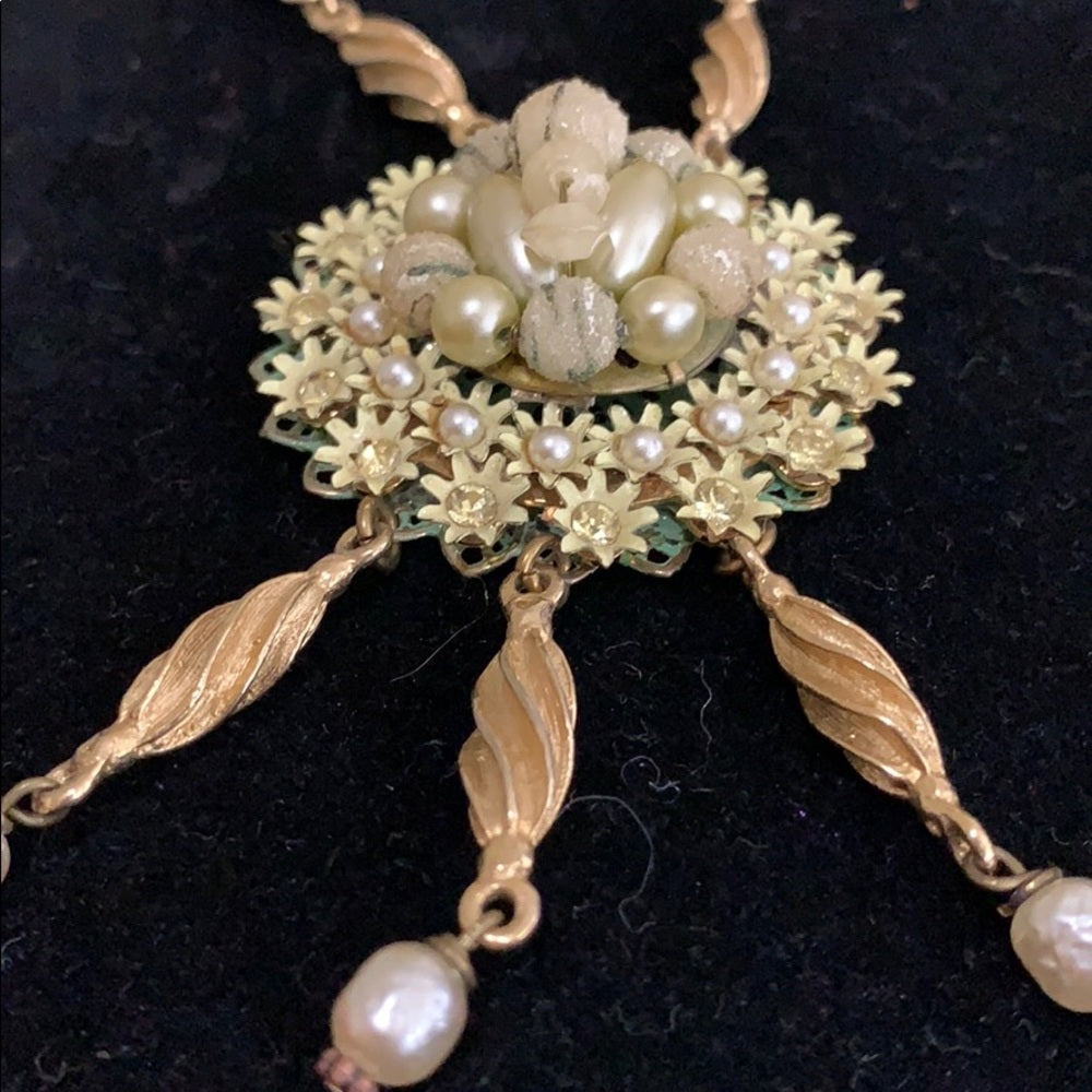 Adorned Crown artisan assemblage enamel daisy cluster necklace