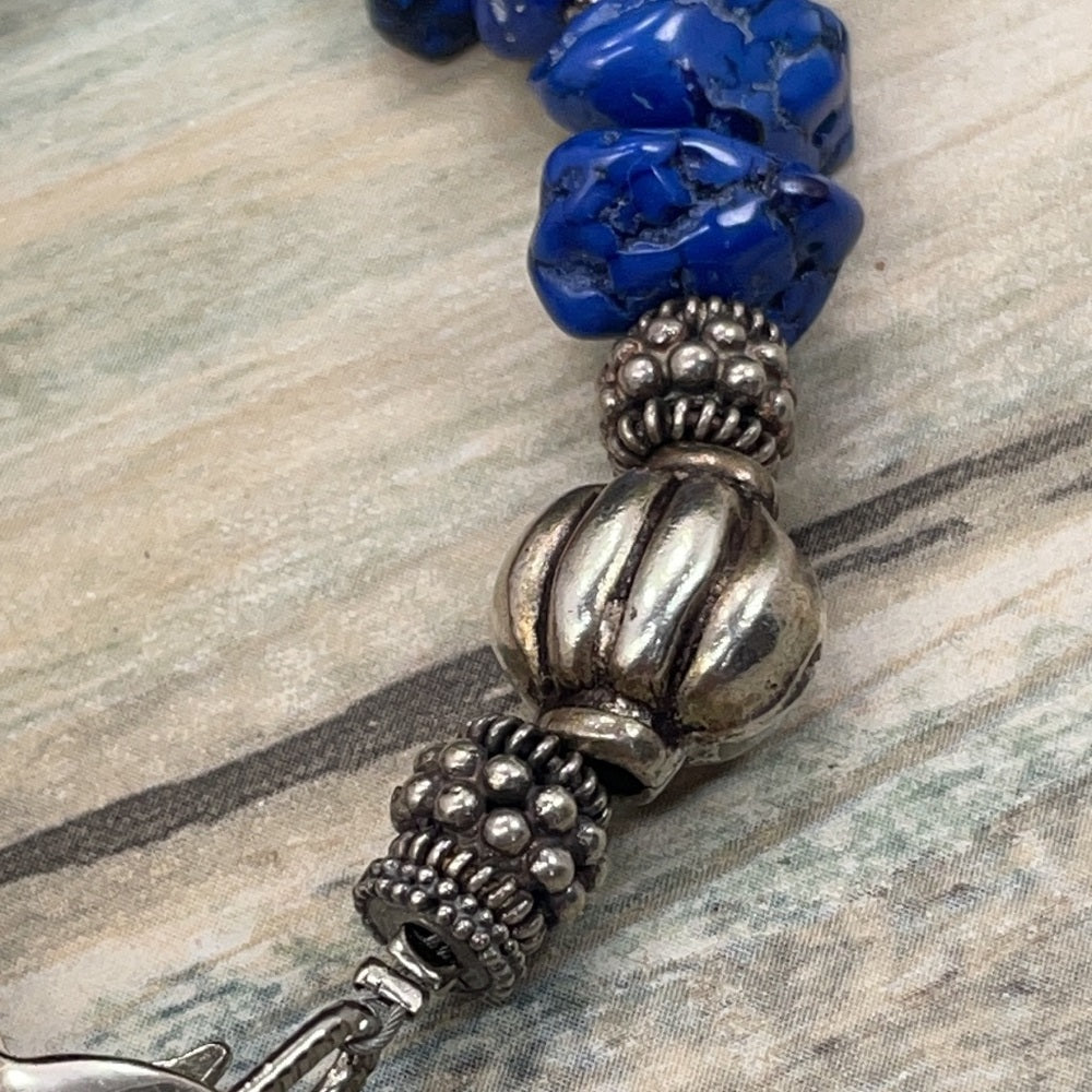 Adorned Crown Artisan assemblage coral stone Hammered Heart Charm bracelet