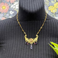 Adorned Crown Jewelry assemblage petite filigree pink purple crystal necklace