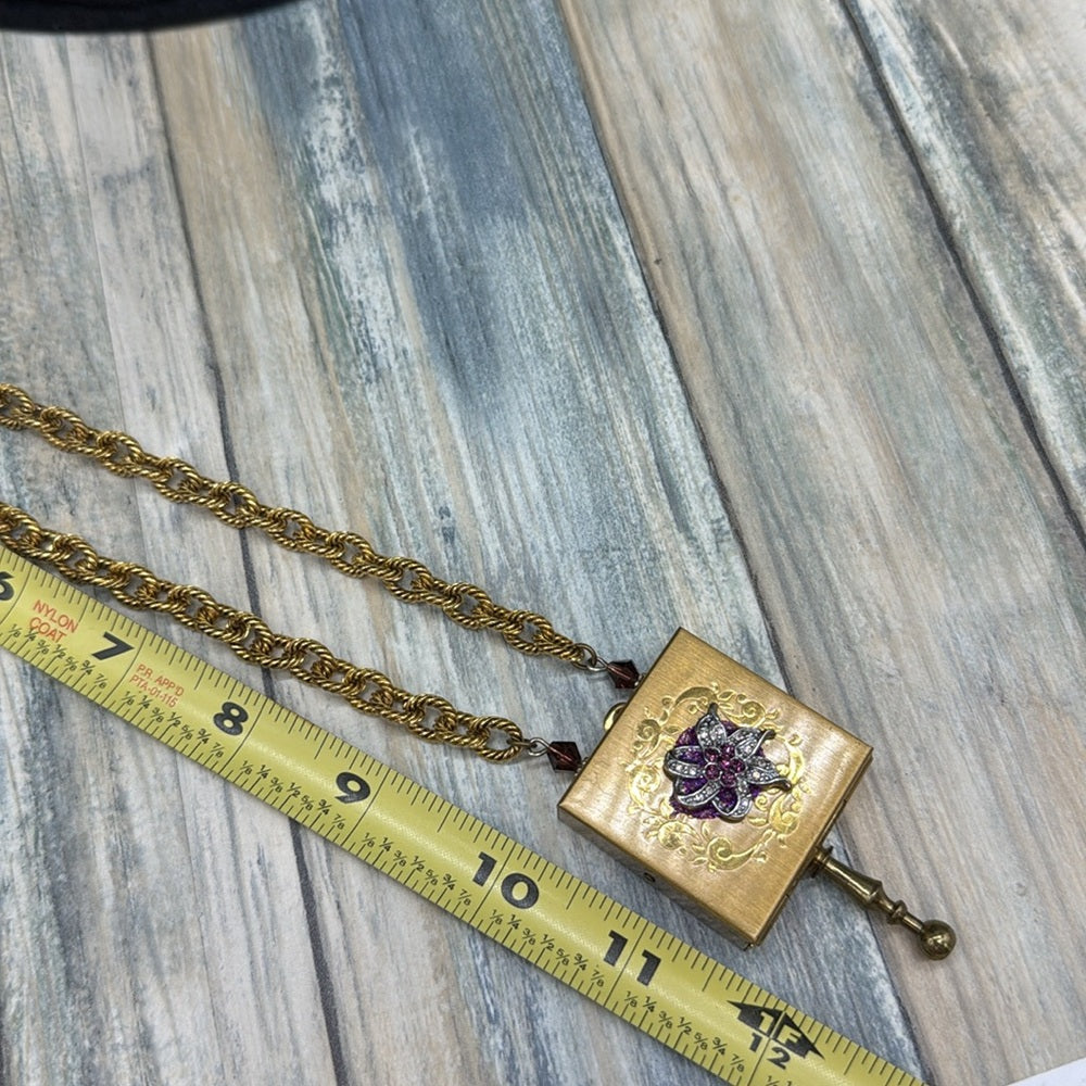 Adorned Crown Jewelry vintage case pendant amethyst cross enclosed necklace