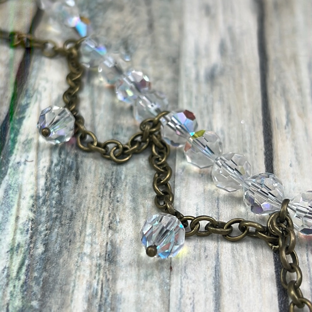 Adorned Crown necklace aurora borealis crystals cross artisan assemblage