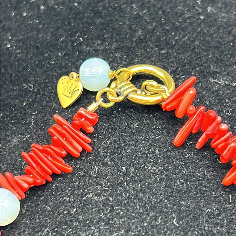 Adorned Crown Jewelry cameo art nouveau opal coral moonstone necklace