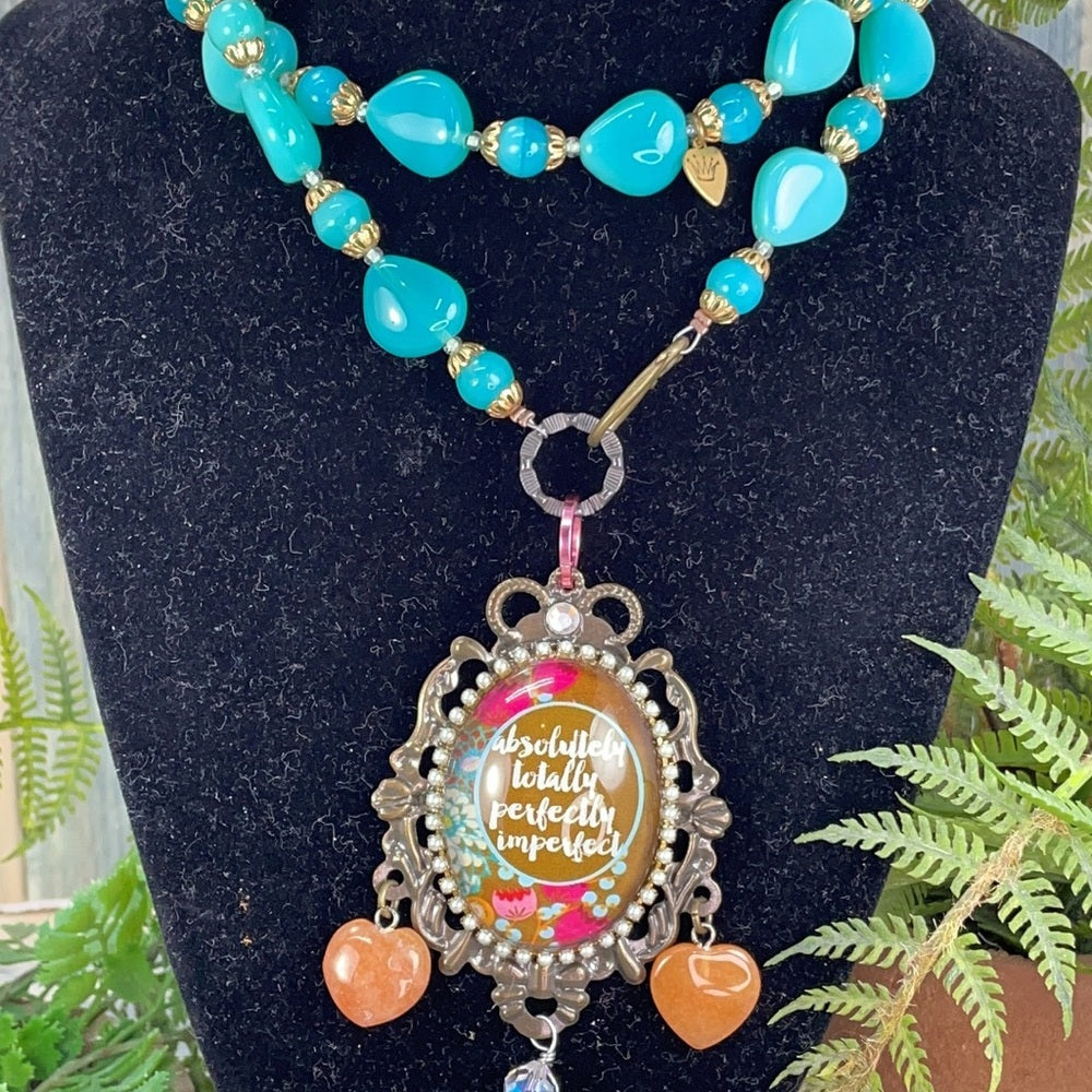 Adorned Crown artisan assemblage totally perfect bezel tassel necklace