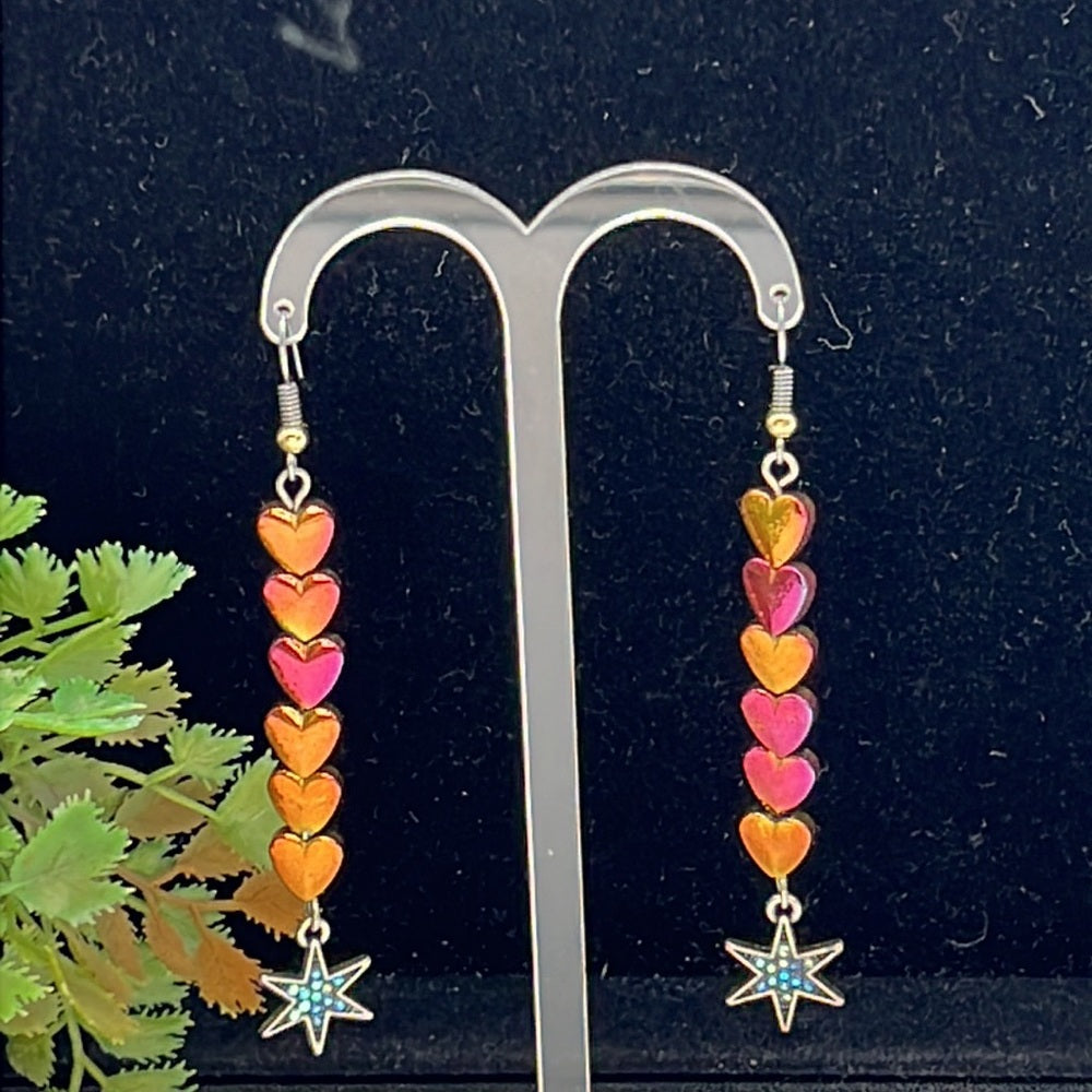 Adorned Crown Jewelry vibrant heart bead blue crystal earrings