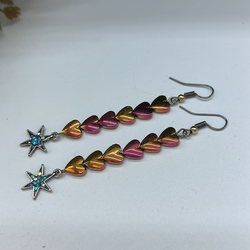Adorned Crown Jewelry vibrant heart bead blue crystal earrings