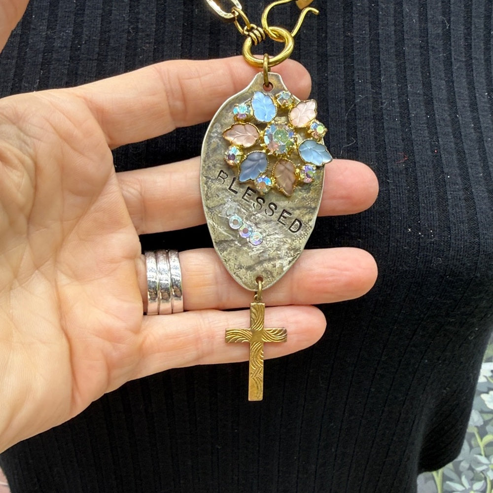 Adorned Crown Jewelry assemblage blessed spoon pendant necklace