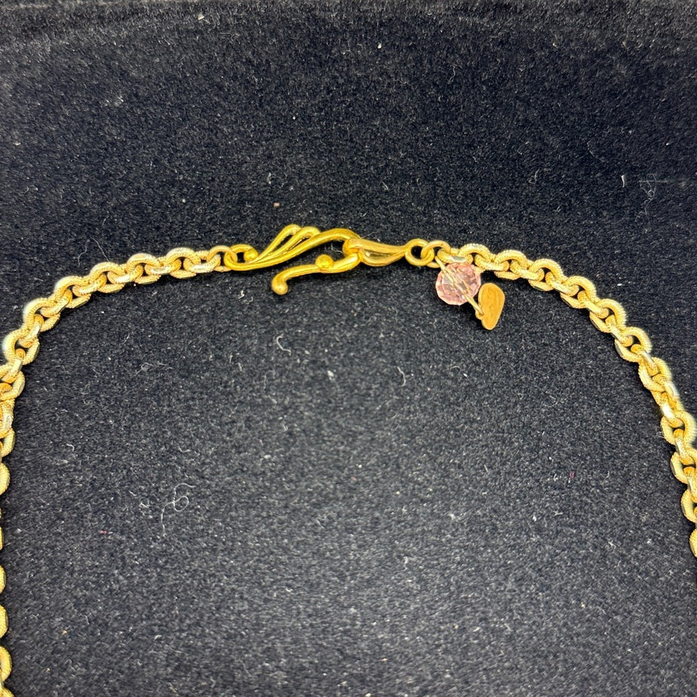 Adorned Crown Jewelry assemblage pink rhinestone cross charm necklace