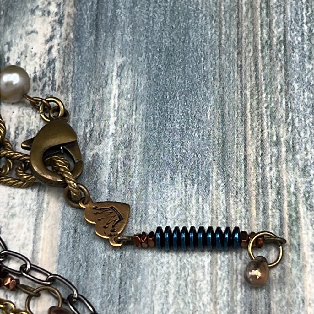 Adorned Crown Artisan Assemblage starburst moon teardrop dangle necklace