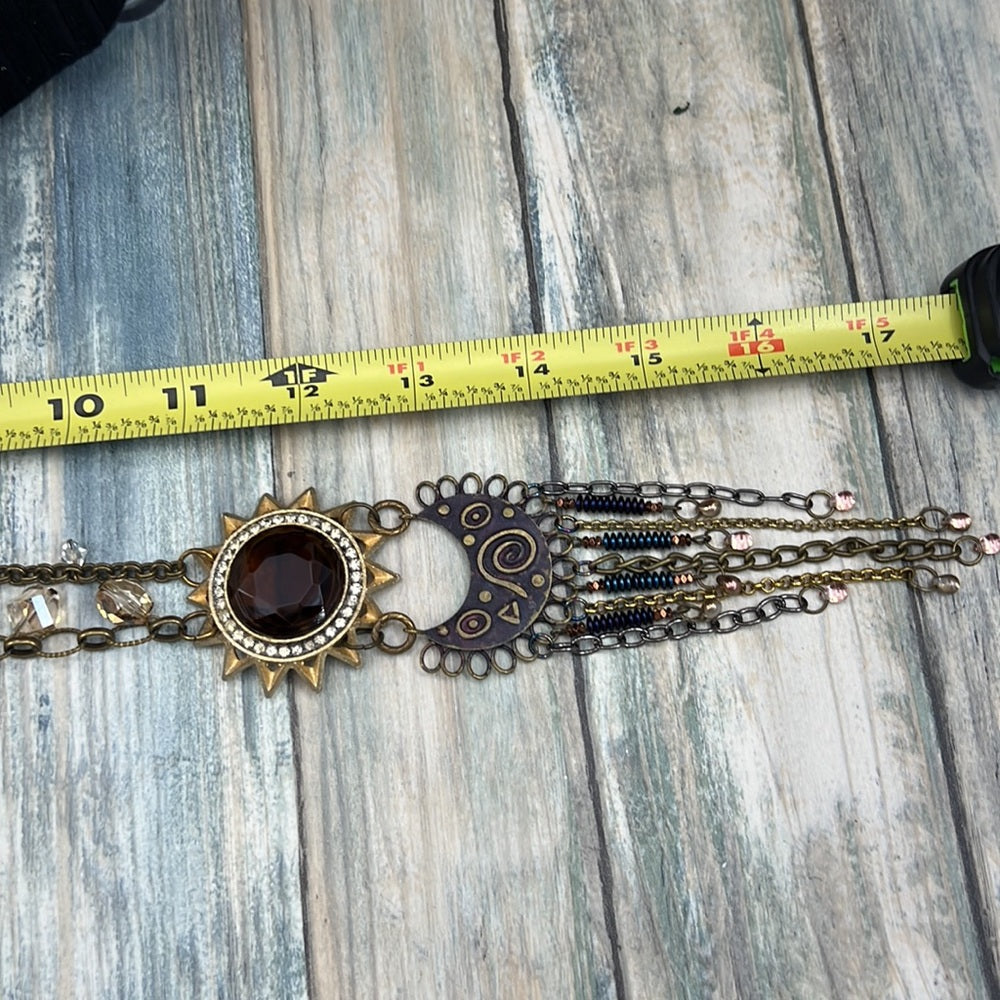 Adorned Crown Artisan Assemblage starburst moon teardrop dangle necklace