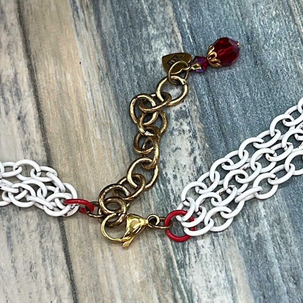 Adorned Crown July 4 Independence Day red white blue flower necklace
