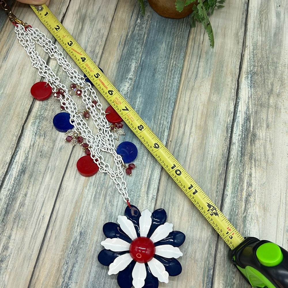 Adorned Crown July 4 Independence Day red white blue flower necklace