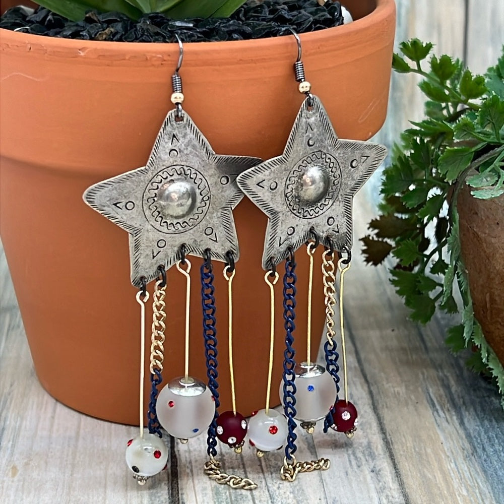 Adorned Crown Jewelry july 4th independence Star spangled earrings