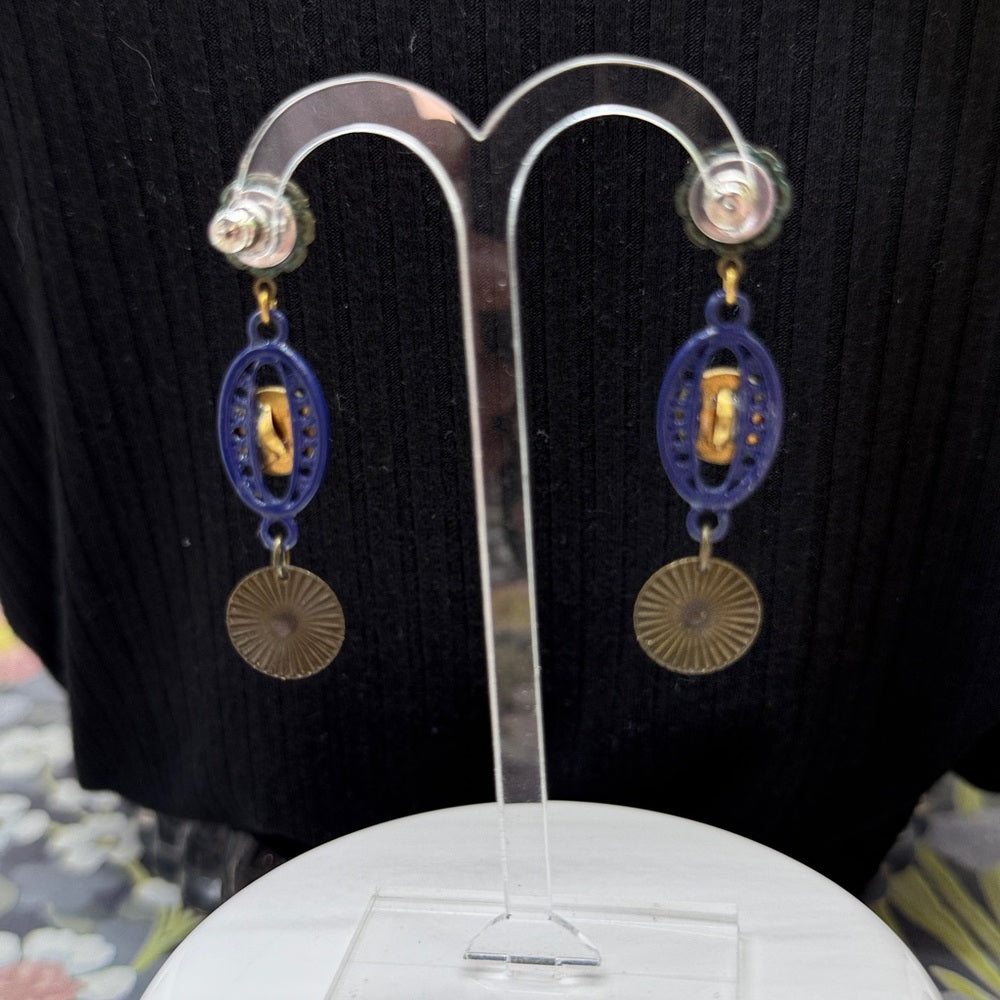 Adorned Crown Jewelry july 4th red white blue enamel glass rhinestone earrings
