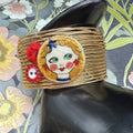 Adorned Crown Jewelry assemblage ceramic button patriotic girl cuff bracelet