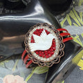 Adorned Crown Jewelry assemblage mother of pearl bird enamel cuff bracelet