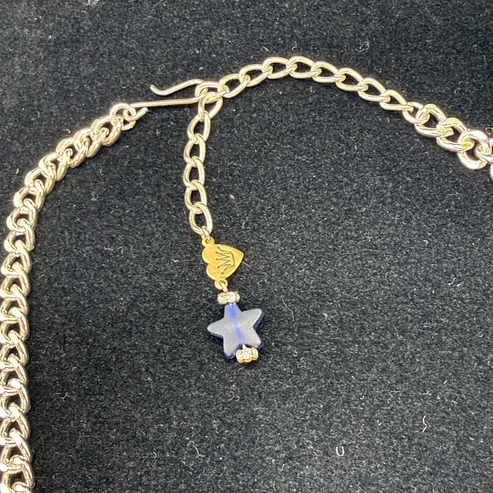 Adorned Crown Jewelry red white blue rhinestone drops necklace
