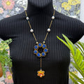 Adorned Crown Jewelry assemblage blue ring fire & ice crystal pearl necklace